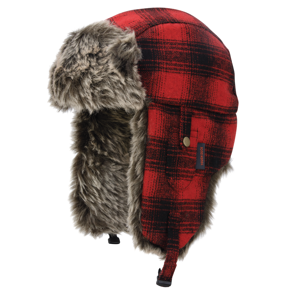 Tough Duck Men's Plaid Aviator Hat with Faux Fur Trim and Insulation (I15616) (200960)