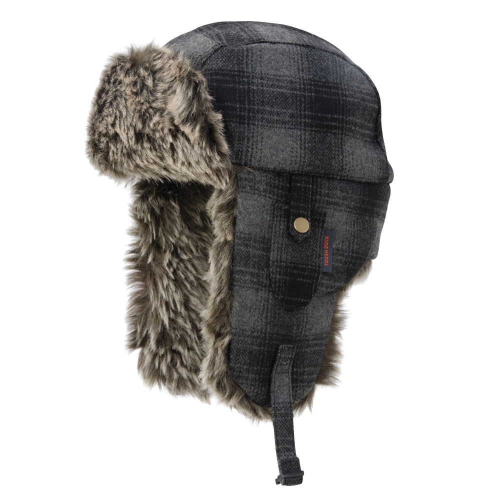 Tough Duck Men's Plaid Aviator Hat with Faux Fur Trim and Insulation (I15616) (200965)