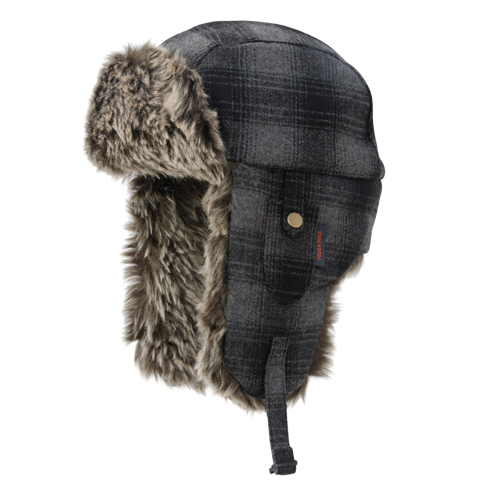 Tough Duck Men's Plaid Aviator Hat with Faux Fur Trim and Insulation (I15616) (200966)
