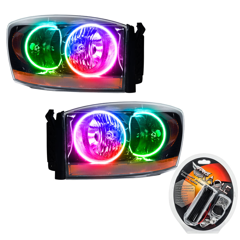 Oracle Lighting 2006 Dodge Ram Pre-Assembled LED Halo Headlights - (Black Housing) (7033-001, 7033-330, 7033-333, 7033-334, 7033-335, 7033-504) (213597)