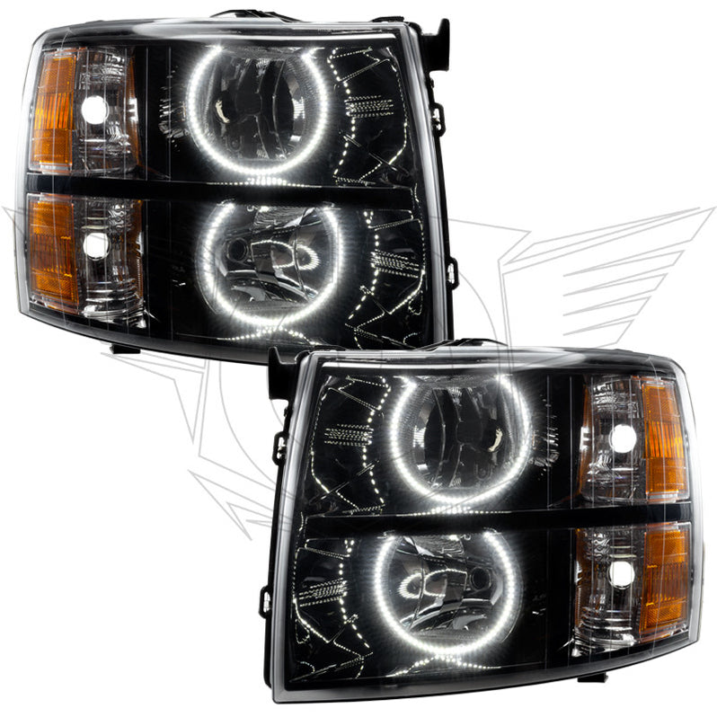 Oracle Lighting 2007-2013 Chevrolet Silverado Pre-Assembled LED Halo Headlights with Round Style Halos - (Black Housing) (7105-001, 7105-002, 7105-003, 7105-004, 7105-007, 7105-330, 7105-333, 7105-334, 7105-335, 7105-504) (213968)