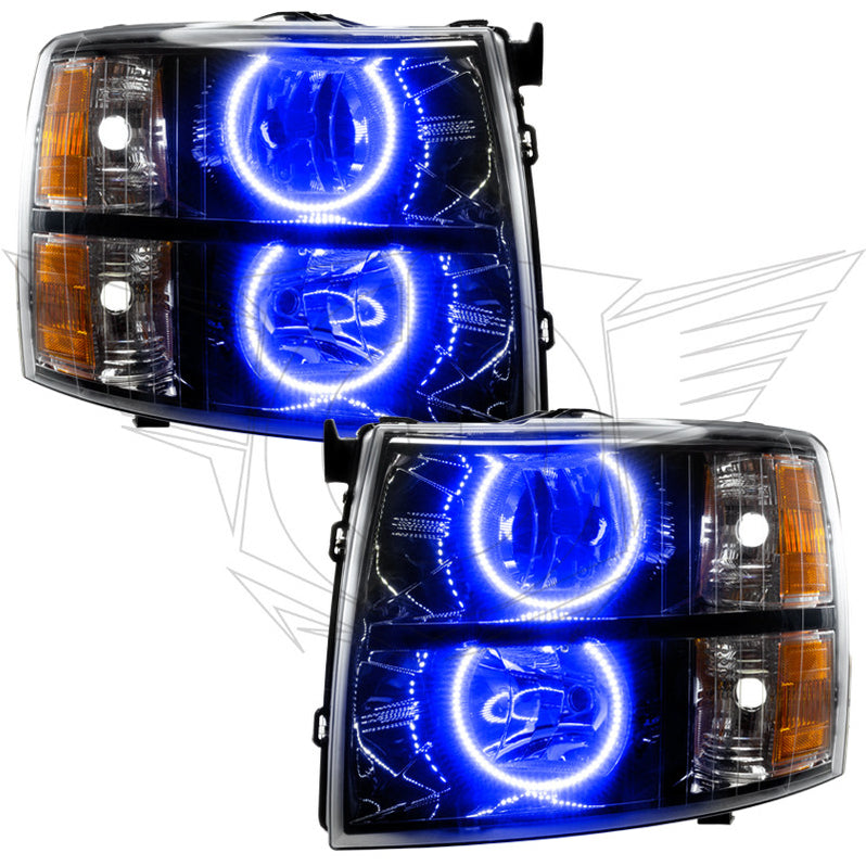 Oracle Lighting 2007-2013 Chevrolet Silverado Pre-Assembled LED Halo Headlights with Round Style Halos - (Black Housing) (7105-001, 7105-002, 7105-003, 7105-004, 7105-007, 7105-330, 7105-333, 7105-334, 7105-335, 7105-504) (213969)