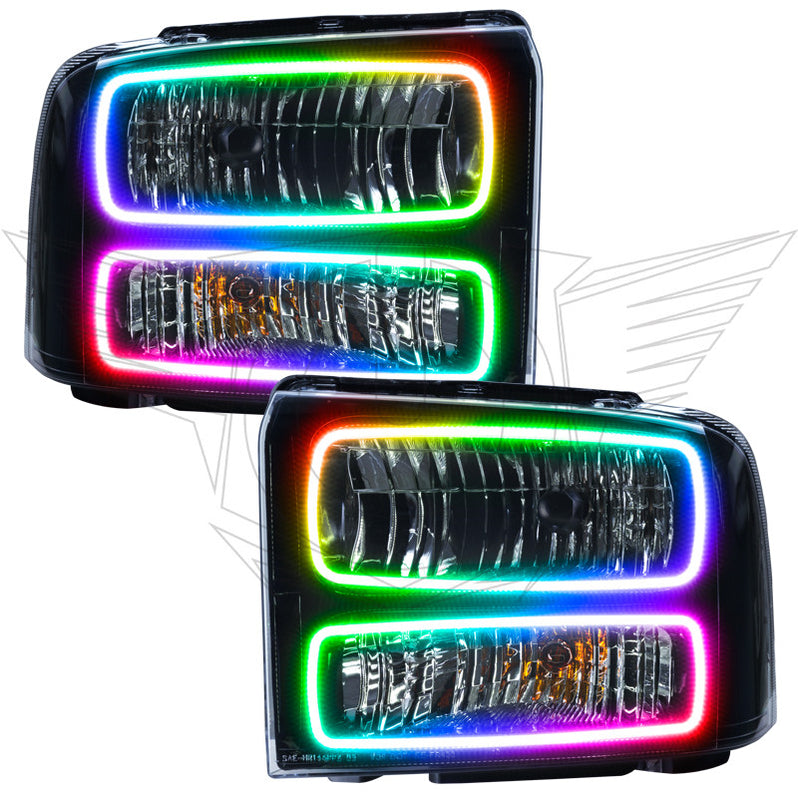 Oracle Lighting 2005 Ford Excursion Pre-Assembled LED Halo Headlights - (Black Housing) (7147-001, 7147-330, 7147-333, 7147-334, 7147-335, 7147-504) (214093)