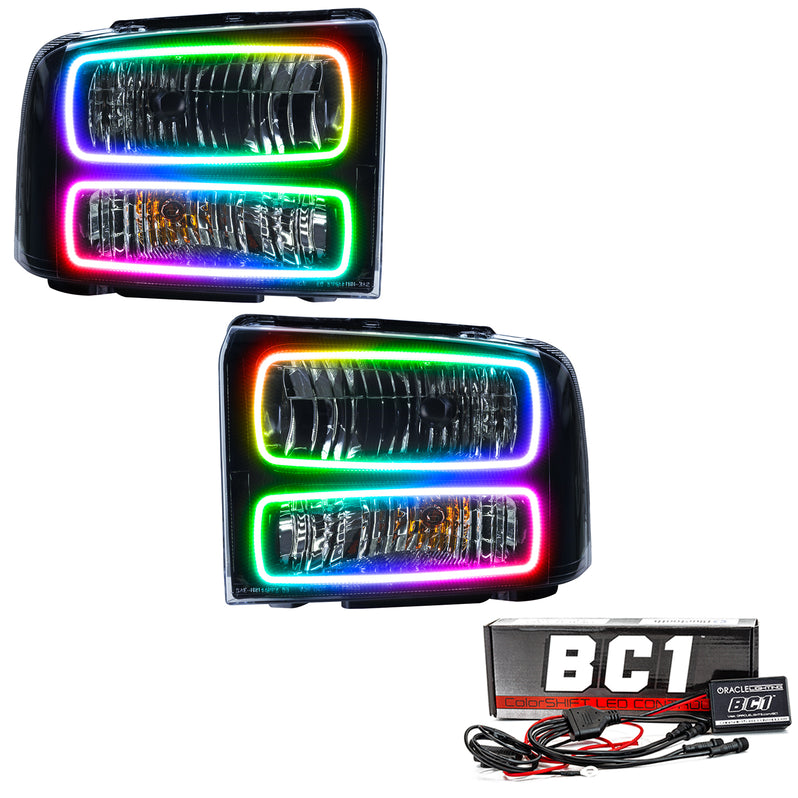 Oracle Lighting 2005 Ford Excursion Pre-Assembled LED Halo Headlights - (Black Housing) (7147-001, 7147-330, 7147-333, 7147-334, 7147-335, 7147-504) (214094)