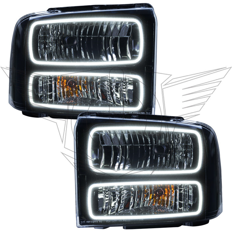 Oracle Lighting 2005-2007 Ford F-250/350 Superduty Pre-Assembled LED Halo Headlights - (Black Housing) (7161-001, 7161-330, 7161-333, 7161-334, 7161-335, 7161-504) (214168)