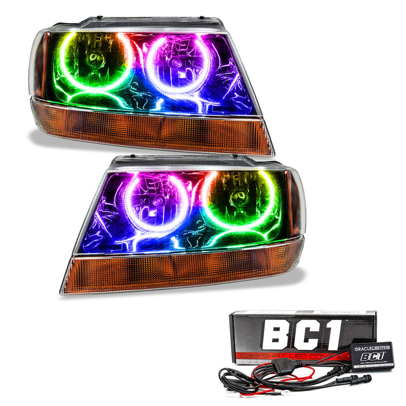 Oracle Lighting 1999-2004 Jeep Grand Cherokee Pre-Assembled LED Halo Headlights - (Black Housing) (7167-001, 7167-330, 7167-333, 7167-334, 7167-335, 7167-504) (214193)