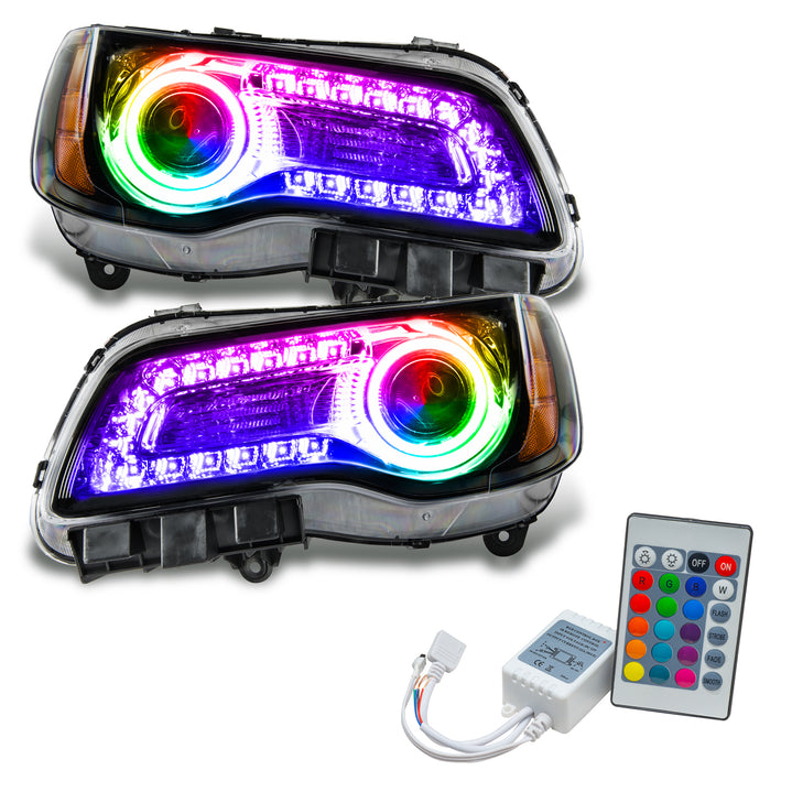 Oracle Lighting 2011-2014 Chrysler 300C Non-HID Pre-Assembled LED Halo Headlights w/ColorSHIFT® DRL - (Black Housing) (7731-330, 7731-333, 7731-334, 7731-335, 7731-504) (214462)