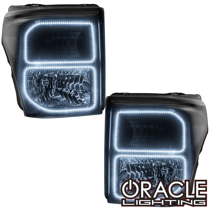 Oracle Lighting 2011-2016 Ford F-250/350 Superduty Pre-Assembled LED Halo Headlights - (Black Housing) (8159-001, 8159-330, 8159-333, 8159-334, 8159-335, 8159-504) (214645)