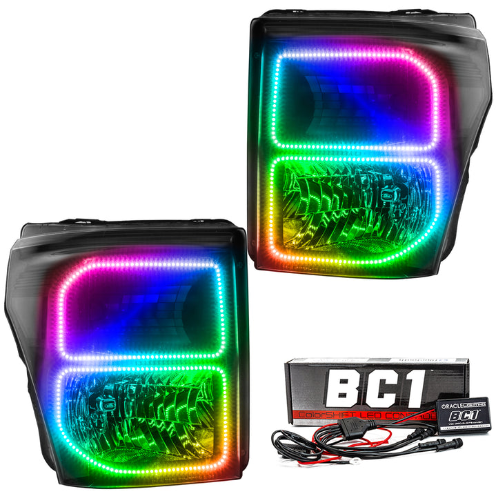 Oracle Lighting 2011-2016 Ford F-250/350 Superduty Pre-Assembled LED Halo Headlights - (Black Housing) (8159-001, 8159-330, 8159-333, 8159-334, 8159-335, 8159-504) (214649)