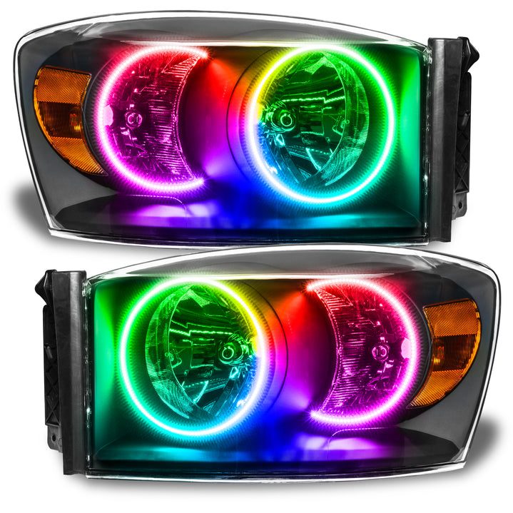 Oracle Lighting 2007-2008 Dodge Ram Pre-Assembled LED Halo Headlights - (Black Housing) (8187-001, 8187-330, 8187-333, 8187-334, 8187-335, 8187-504) (214805)