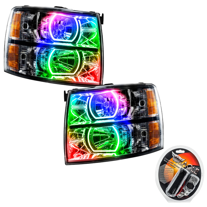 Oracle Lighting 2007-2013 Chevrolet Silverado Pre-Assembled LED Square Style Halo Headlights - (Black Housing) (8189-330, 8189-333, 8189-334, 8189-335, 8189-504) (214815)