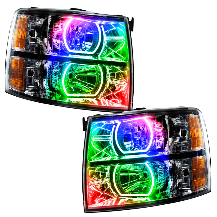 Oracle Lighting 2007-2013 Chevrolet Silverado Pre-Assembled LED Square Style Halo Headlights - (Black Housing) (8189-330, 8189-333, 8189-334, 8189-335, 8189-504) (214817)