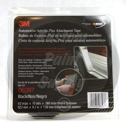 3M 1/2" X 10 Yard Black Automotive Acrylic Plus Attachment Tape (6397)
