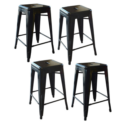 AmeriHome Loft Black 24-inch Metal Bar Stool Set (BS24BLKSET)
