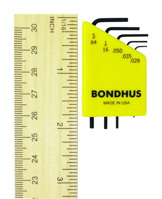 Bondhus 5 Piece, L-Key Hex Key Set - 0.71 to 2mm Range, Protanium Steel | Part #CLAMSHELL 12242