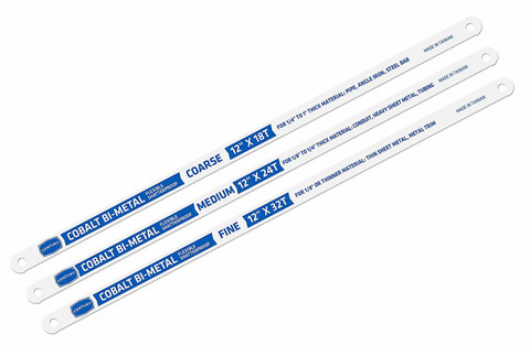 Century Drill 12" Cobalt Bi-Hard Hacksaw Blade Set 18T, 24T, 32T - (3 pcs) (04433)