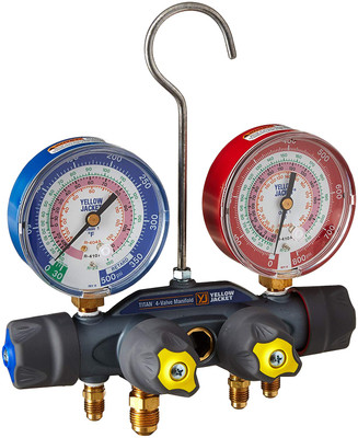 Red Blue for sale online Yellow Jacket 49968 Titan 4-Valve Test and Charging Manifold 