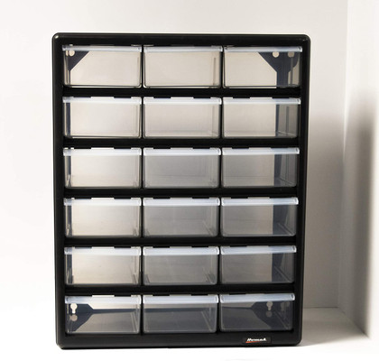 Homak 18 Drawer Parts Organizer, Black (HA01018001) | JB Tools