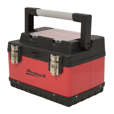 Homak 20" Red Metal Toolbox with Black Plastic Hand Carry (RD00120004)