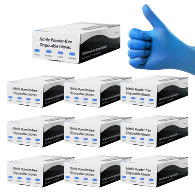 Disposable Nitrile Gloves (Medium) 3 Mil, Powder-Free & Latex Free (100 Per Box, Case of 10 Boxes)