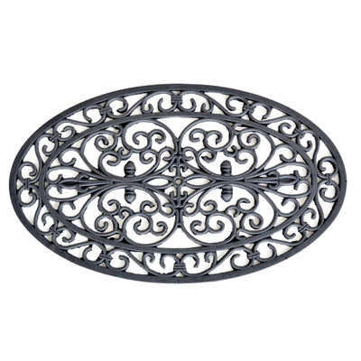 AmeriHome RMATOV Decorative Scrollwork Rubber Mat 18 x 30 in. - Oval Shape