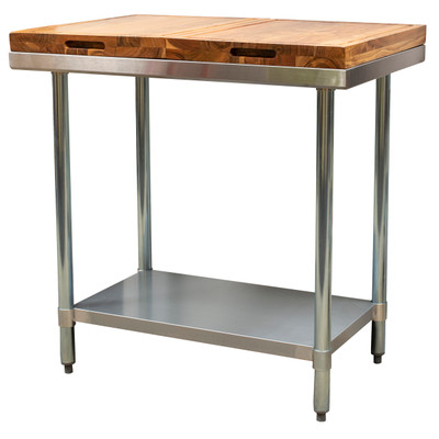 Amerihome SSBBT36 36 inch Stainless Steel Table with Cutting Board Set - 3 Piece