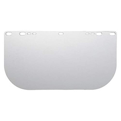 F20 Polycarbonate Faceshield, 34-60, Uncoated, Clear, E Shape, Unbound, 15.5 in L x 8 in H,