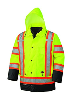 Pioneer Safety Waterproof High Visibility 6-in-1 Parka Jacket Yellow XL (V1120161U-XL)