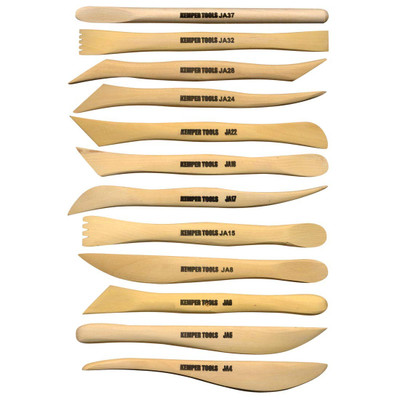 Kemper Tools 12 Pc Tool Set For Clay, Pottery Sculpture Made Of Boxwood 6" (JAS)