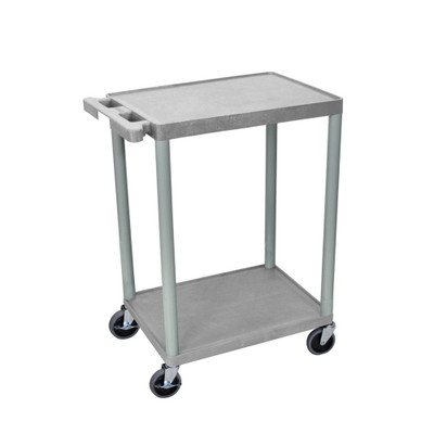 Utility Cart with Lipped Plastic Shelves, 300 lb Load Capacity, 2 Shelves, 24 in L, 18 in W