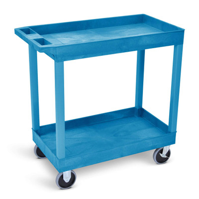 Luxor EC11HD-BU 2-Level Polymer Utility Cart w/ 500-lb Capacity, Raised Ledges, Blue
