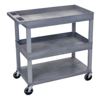 Luxor Workspaces 32" X 18" Cart - Two Tub/One Flat Shelves (EC112-G)