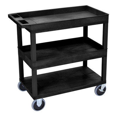 High Capacity,(2) Tubs,1 Flat Shelf Cart, 500 lb. Load Capacity, 3 Shelves, 35-1/4" L, 18" W