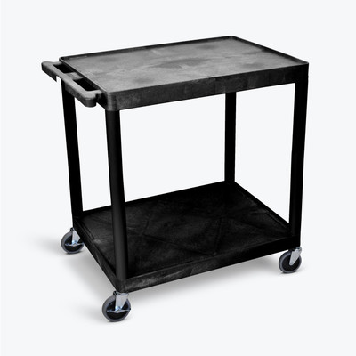 Utility Cart with Lipped Plastic Shelves, 400 lb Load Capacity, 2 Shelves, 32 in L, 24 in W