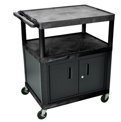 Luxor Workspaces Endura 3-Shelf Presentation Cart, 40-1/4" H, Black (LP40CE-B)