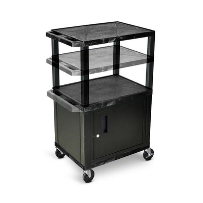Luxor Workspaces Black Tuffy 2-Shelf A/V Cart W/ Cabinet (WT2642C2E)