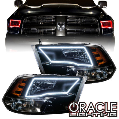 Oracle Lighting 2009-2018 RAM 1500 TRX/SLT Quad Pre-Assembled Headlights - (Black Housing) (7121-001, 7121-330, 7121-333, 7121-334, 7121-335, 7121-504)