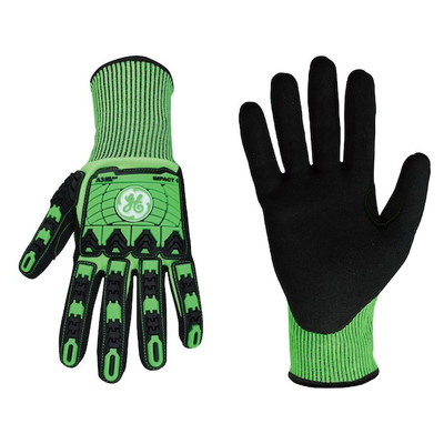 General Electric Green/Black A3 13GA Sandy Nitrile Gloves - 1 Pair (GG240LC, GG240XLC)