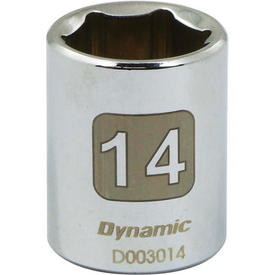 Dynamic Tools 1/4" Drive 6 Point Metric, 14mm Standard Length, Chrome Finish Socket (D003014)