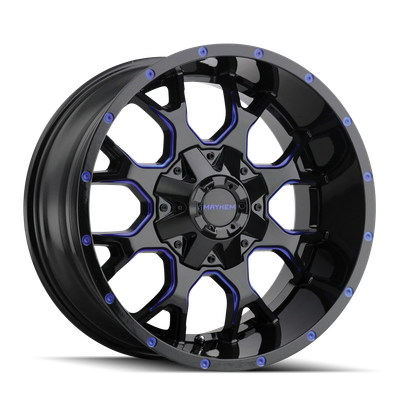 Mayhem Warrior 8015 Gloss Black Milled Prism Blue Wheels (244486)