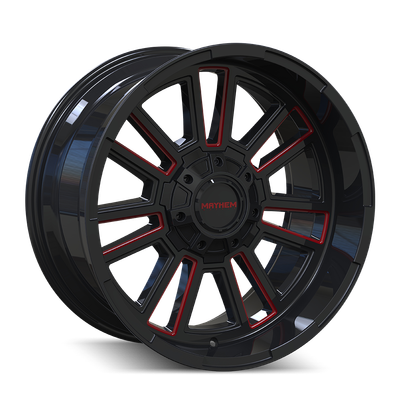 Mayhem Apollo 8115 Gloss Black/Milled with Prism Red Accent Wheels