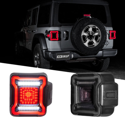 XKGLOW LED Smoked Tail Light Kit for Jeep Wrangler JL with Brake, Reverse, and Turn Signals (XK041027)