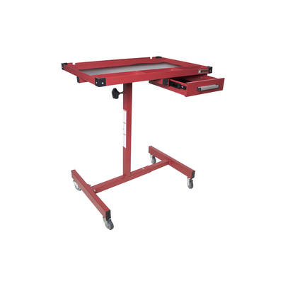 K Tool Adjustable Tear Down Work Table With Drawer - (4) 2" Swivel Casters, 200 Lb Capacity, Rubber Corners, Red (75104)