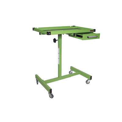 K Tool Adjustable Tear Down Work Table With Drawer - (4) 2" Swivel Casters, 200 Lb Capacity, Green (75108)