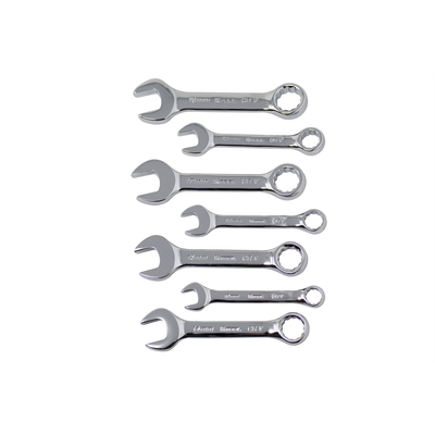 K Tool Metric Short Combination Wrench Set - 12 Point, Sizes 10, 12, 13, 14, 15, 17, And 18 Mm, 7 Piece (41700)