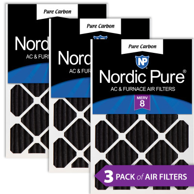Nordic Pure 12x24x2 MERV 10 Plus Carbon AC Furnace Filter – 3-Pack, Odor Control For Pets & Smoke