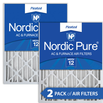 20x25x4 Pleated Air Filter, High Capacity, Electrostatically Charged Synthetic Media, MERV 12, 2 PK