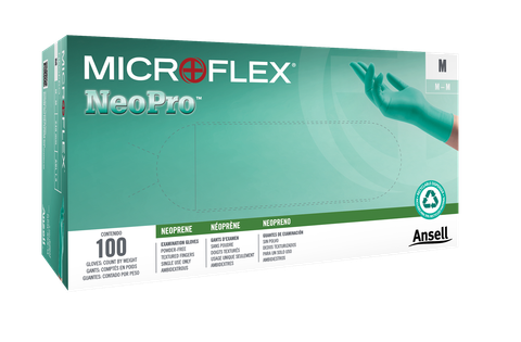 Microflex NPG888-L Disposable Exam Gloves Large Neoprene Textured Green NPG-888-L