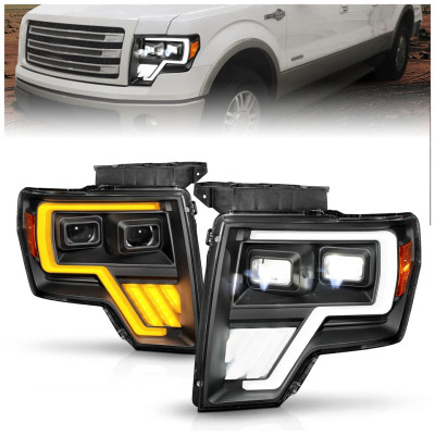 Anzo USA 09-14 F150 Black Halogen Projector Headlights (ANZ111606)