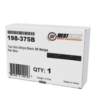 WCW198-375B 1 oz Wheel Weights with 3 oz Strips, Black - 30 Strips per Box